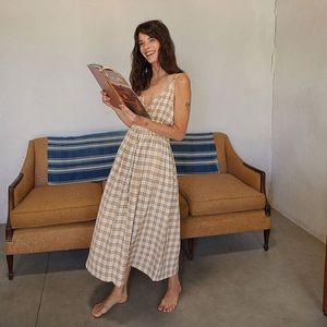 Christy Dawn Lincoln Dress in Coffee Plaid